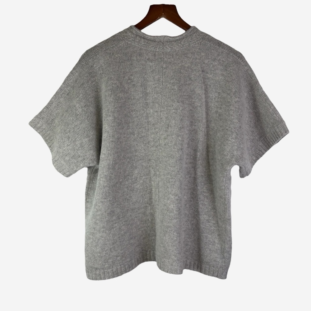 VTG Kenar Open Front Cardigan M Wool Angora Heather Gray Pockets Short Sleeve - Picture 7 of 12